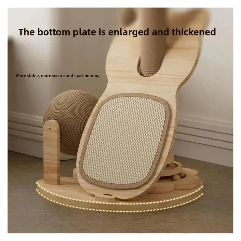 Household Sisal Cat Climbing Frame, Solid Wood, Turntable