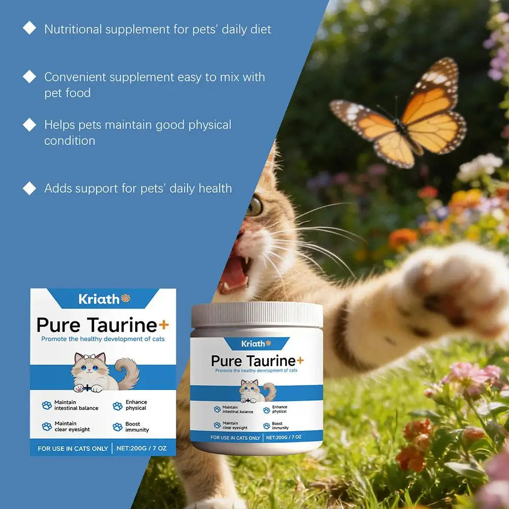 Taurine Powder For Cats Kittys Heart-Vision Daily Well-Ness Gentle On Sensitive Stomachs