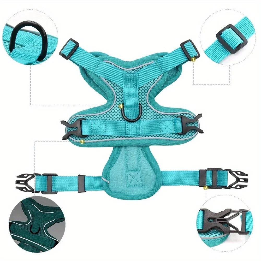 No Pull Dog Harness and Leash Set Adjustable Pet Harness Vest Reflective