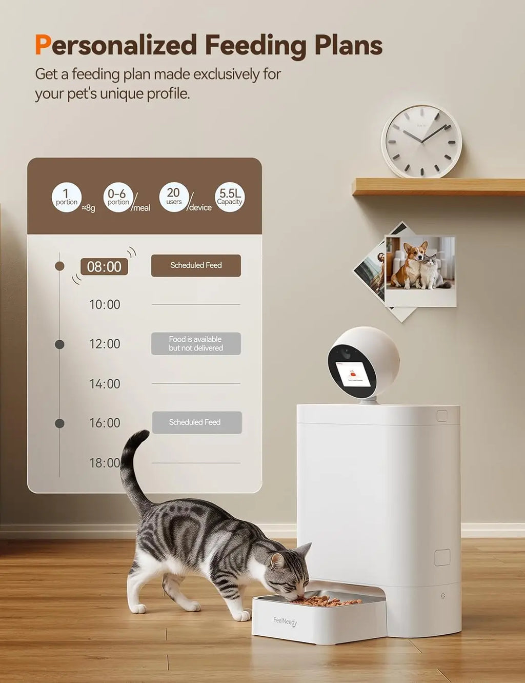 Smart AI Pet Feeder with 2K Camera, Night Vision & Two-Way Audio, Timed Automatic Food Dispense