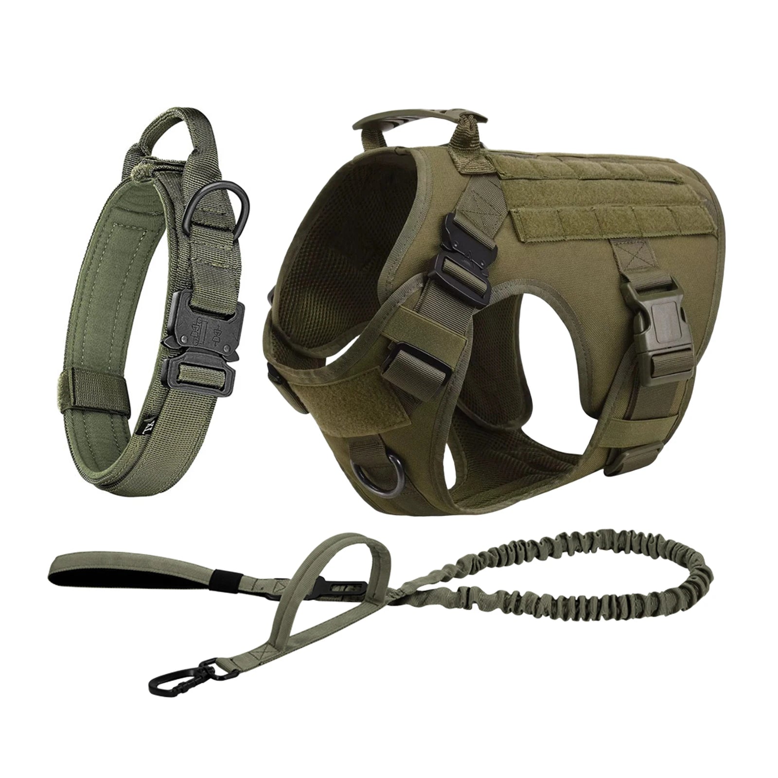 Tactical Dog Harness Collar With Pouches For Medium Large Dogs