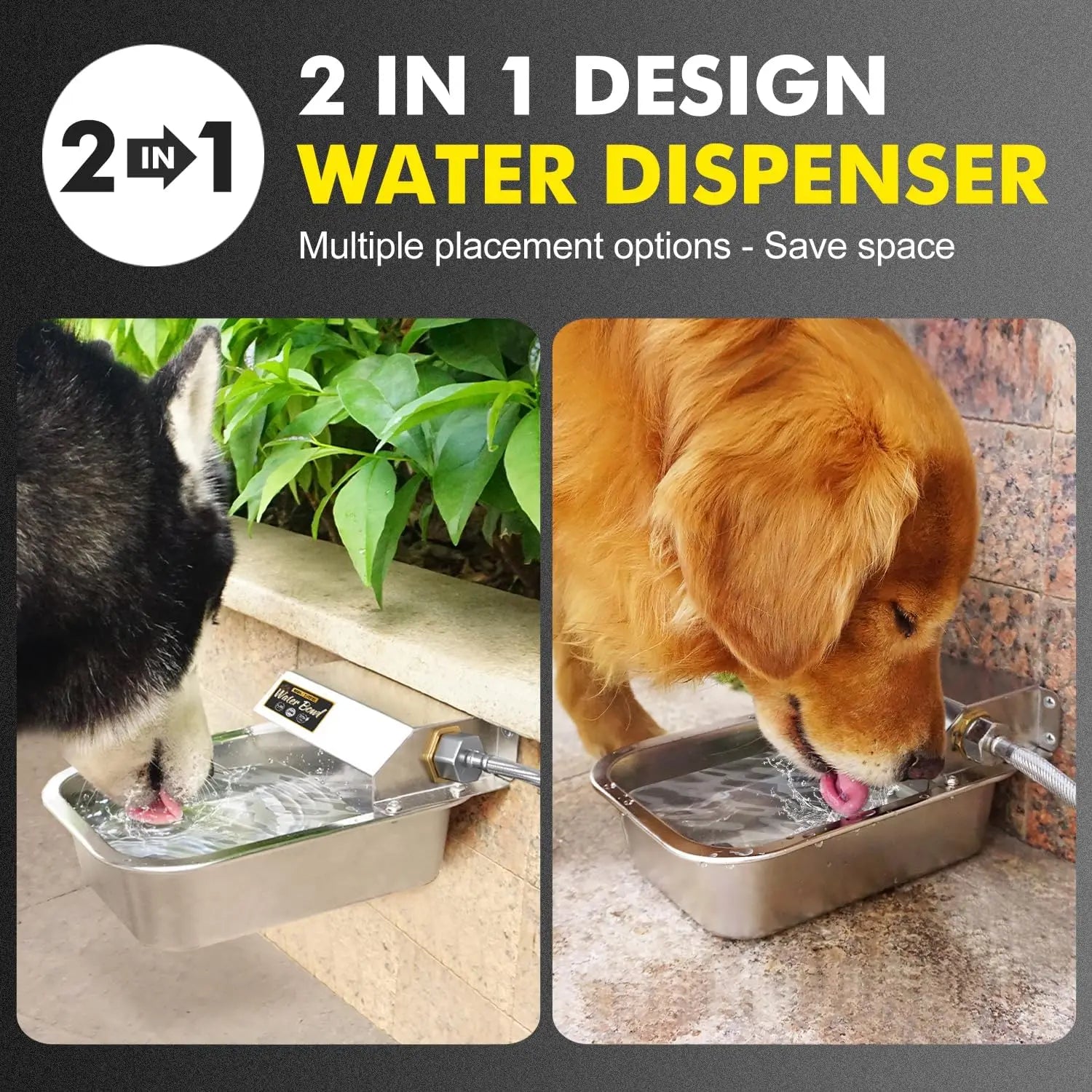 Automatic Water Dispenser for Dogs, Patented 3L Water Bowl, Stainless Steel Waterer
