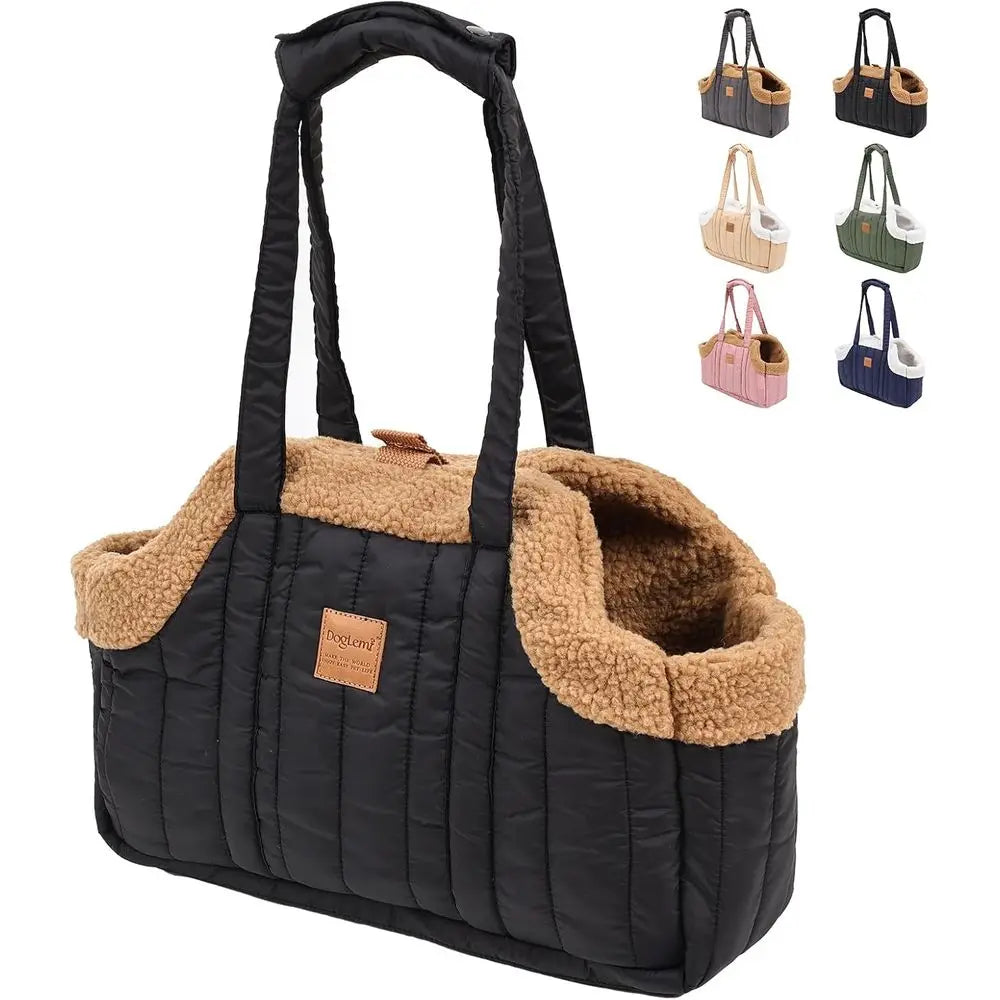 Small Dog Carrier Purse, Winter Fleece Warm With Secure Harness Clip for Puppy Kitten