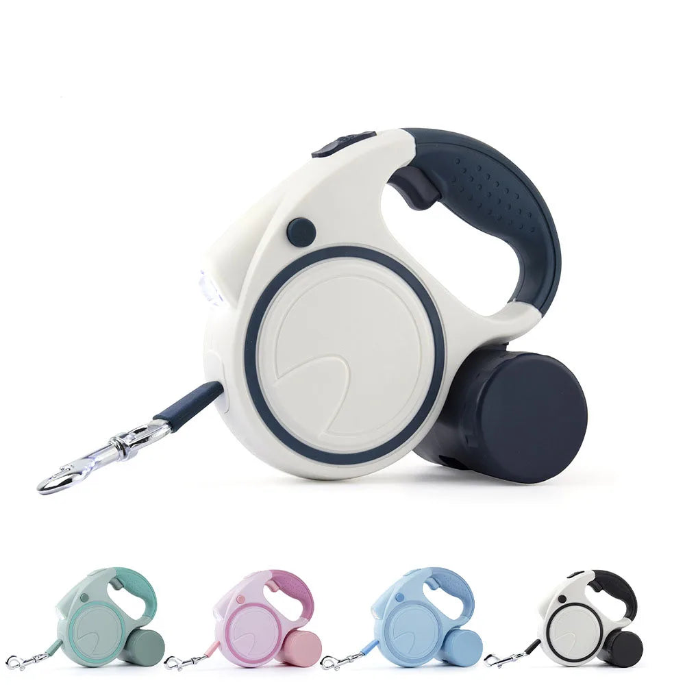 Dog Leash With Led Lights and Garbage Bag Retractable Nylon