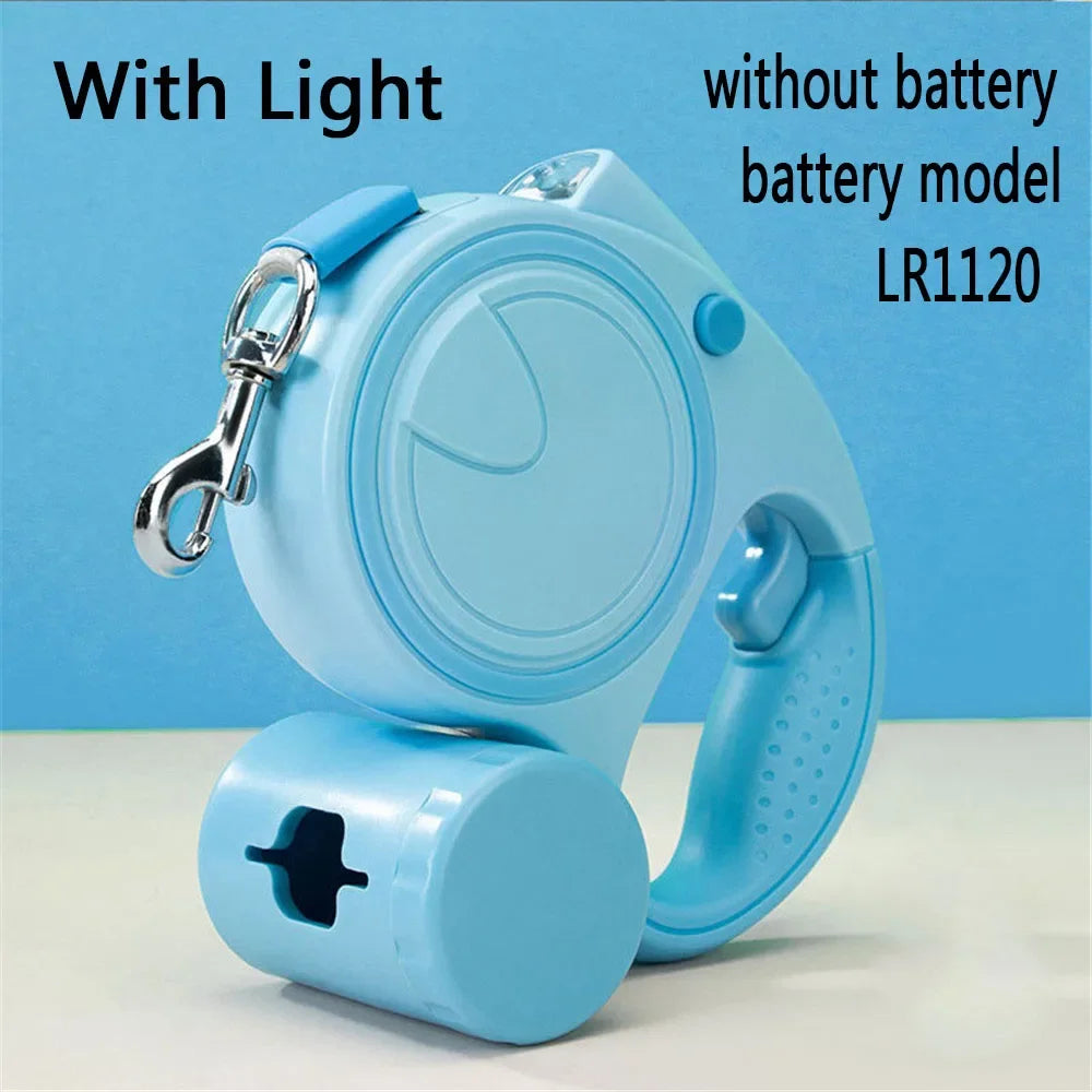 Dog Leash With Led Lights and Garbage Bag Retractable Nylon