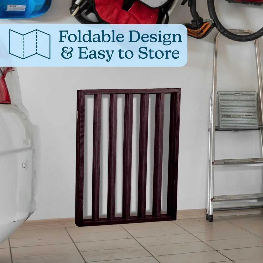 3-Panel Foldable Indoor Dog Gate for Stairs, Hallways, Doorways - 54x24-Inch Pet Fence in Brown