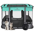 Dog Playpen, Foldable Dog/Cat Playpen Exercise Kennel Tent Breathable Shade Cover