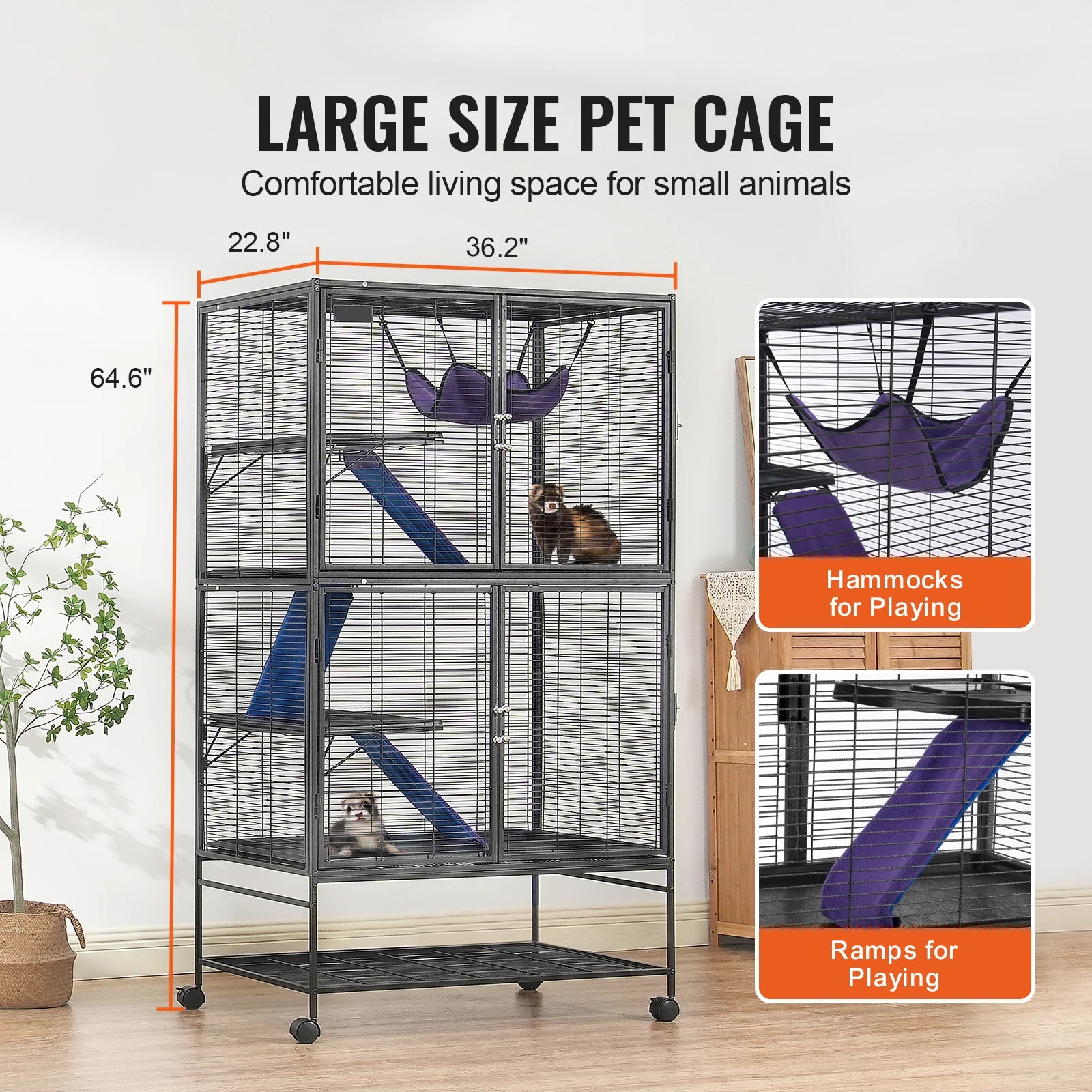 Rolling Metal Cage Large 4-Tier Critter Nation For Small Animal (Pet Rats Hamster Guinea Pig)