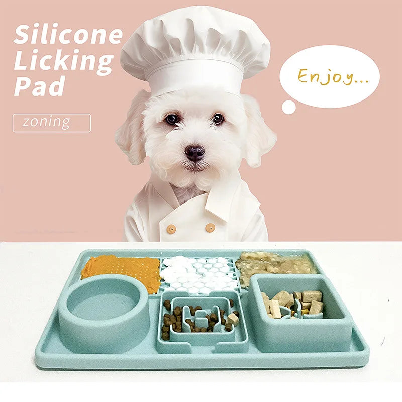 Dog Licking Pad Slow Feeding Bowl Food Grade Silicone Suction Cup  Slowly Feed Plate Pets