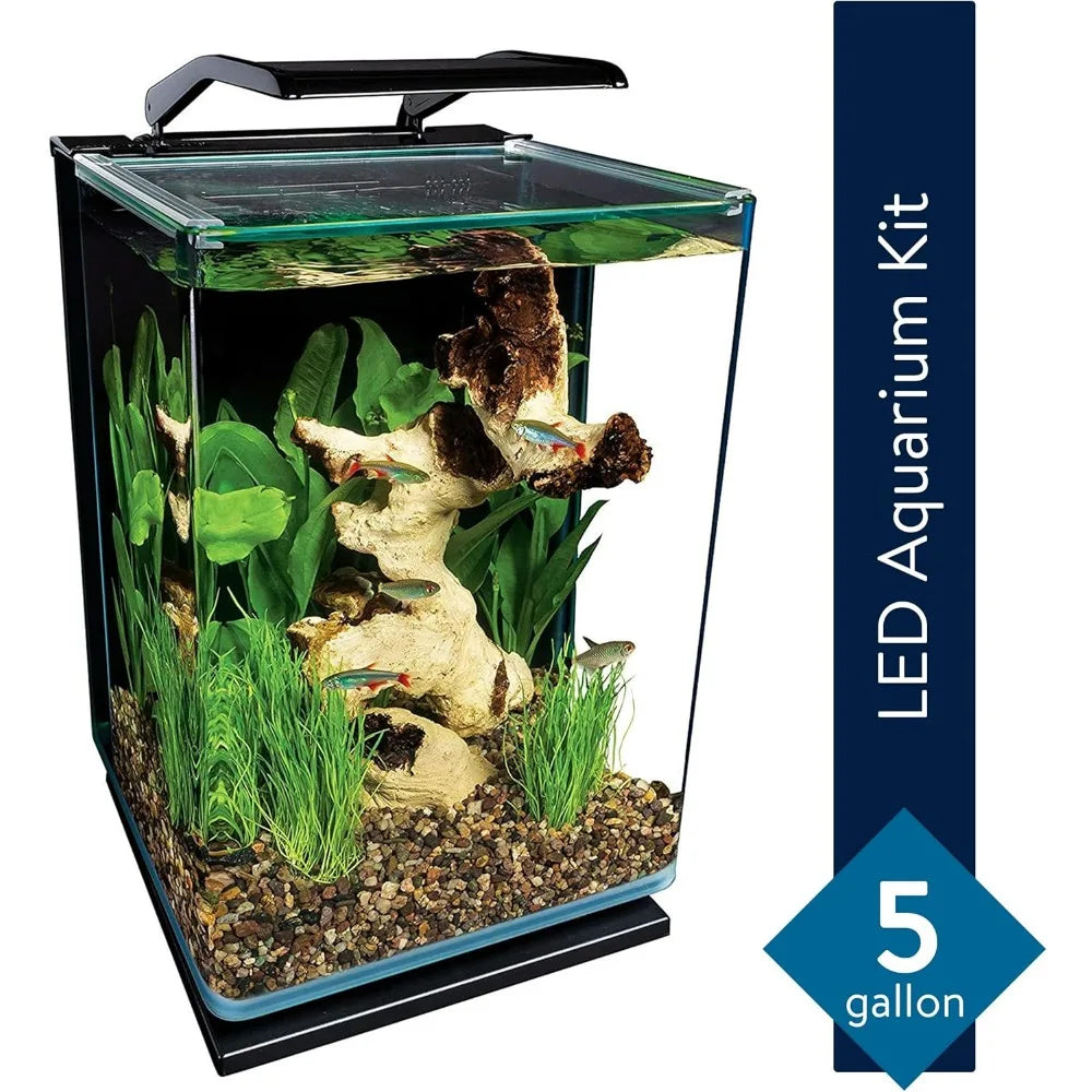 5 Gallon Marineland LED Aquarium Kit with Hidden Filtration and Black Frame