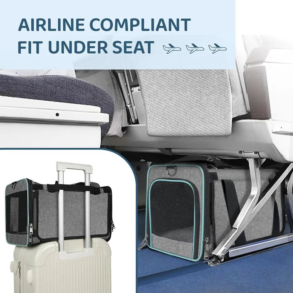 Cat/Small Dog Carrier American, United, Delta Airline Approved/Soft-Sided Pet Travel Bag