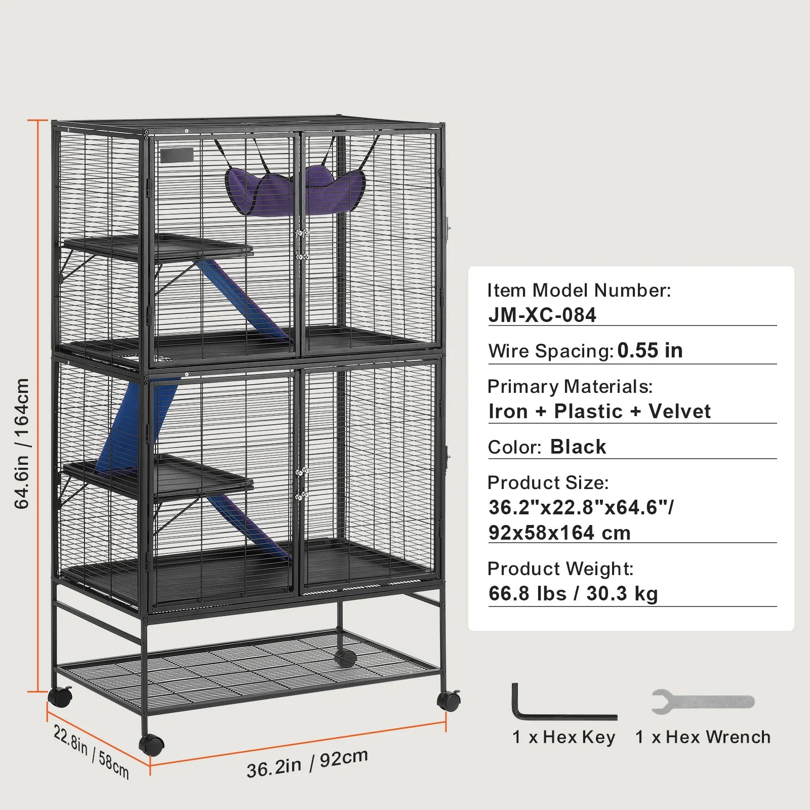 Rolling Metal Cage Large 4-Tier Critter Nation For Small Animal (Pet Rats Hamster Guinea Pig)