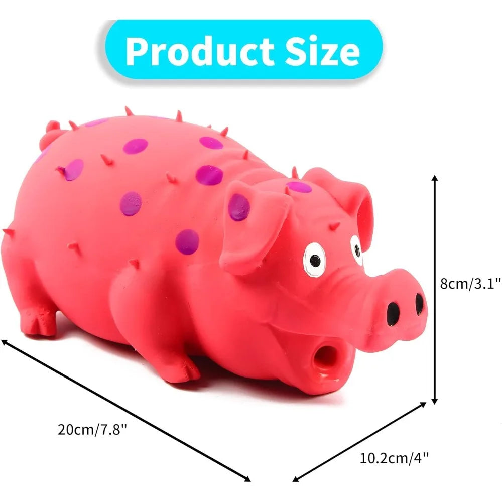 3-Pack Squeaky Pig Dog Toys - Durable Rubber Chew Toys