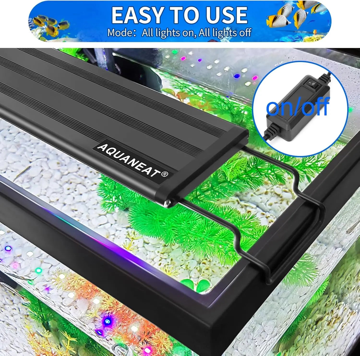 LED Aquarium Light Full Spectrum for 48 to 54 Inch Fish Tank, Adjustable Mounts