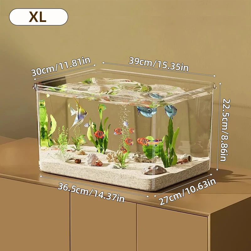 Transparent Aquarium Creative Desktop Fish Tank for Office/Home Decor (Bare Tank, No Scenery or Stones Included)