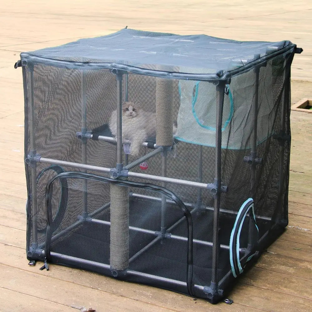 Outdoor Cat Enclosure, Compact Kit for Outdoor and Indoor Use