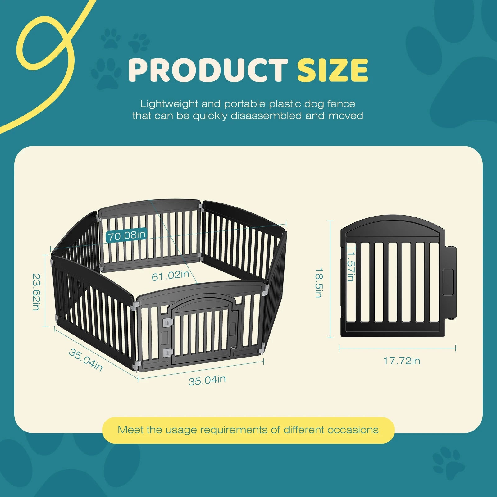 Plastic Dog Playpen 6 Panel 24IN Expandable Durable Pet Fence  Indoor/Outdoor Folding Portable Puppy Playpen