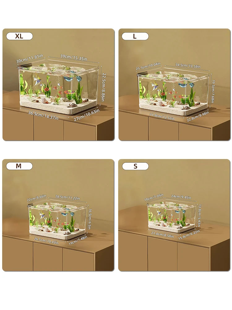 Transparent Aquarium Creative Desktop Fish Tank for Office/Home Decor (Bare Tank, No Scenery or Stones Included)