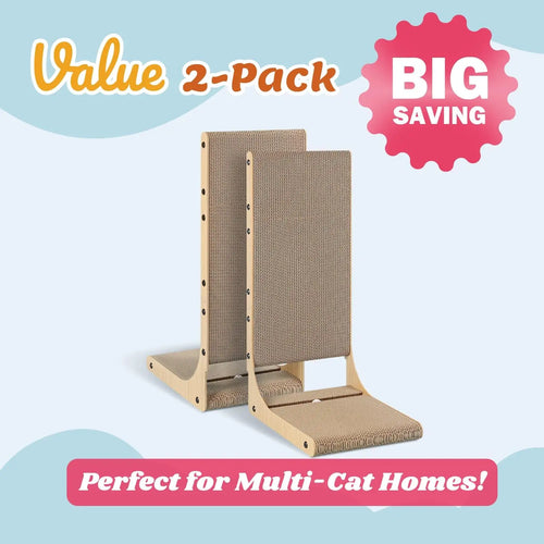 2-Pack L-Shaped Cat Scratching Board, 25.6'' Tall Vertical Scratcher for Indoor Cats, Wall and Couch Protector
