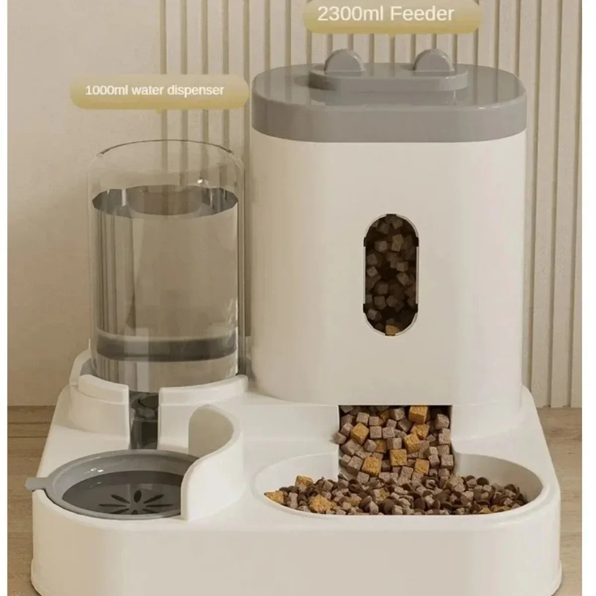 Automatic Feeder Dog Cat Food Bowl With Water Fountain Large Capacity