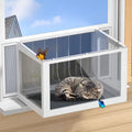Window Box Cat, Outdoor/Indoor Cat Enclosure with Clear Panels, Mesh Sides