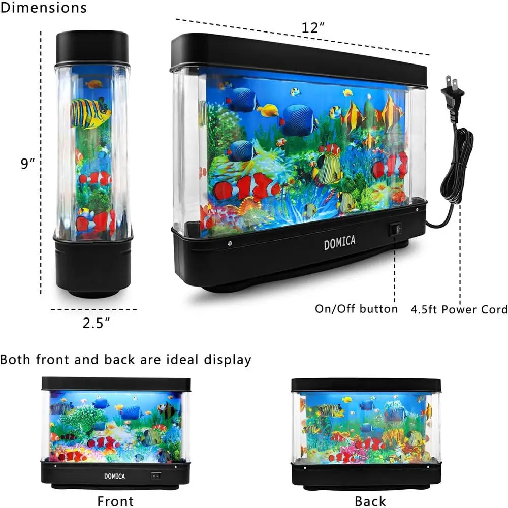 Fake Fish Tank with Moving Fish, Decorative Aquarium Lamp Sensory LED Mood Light