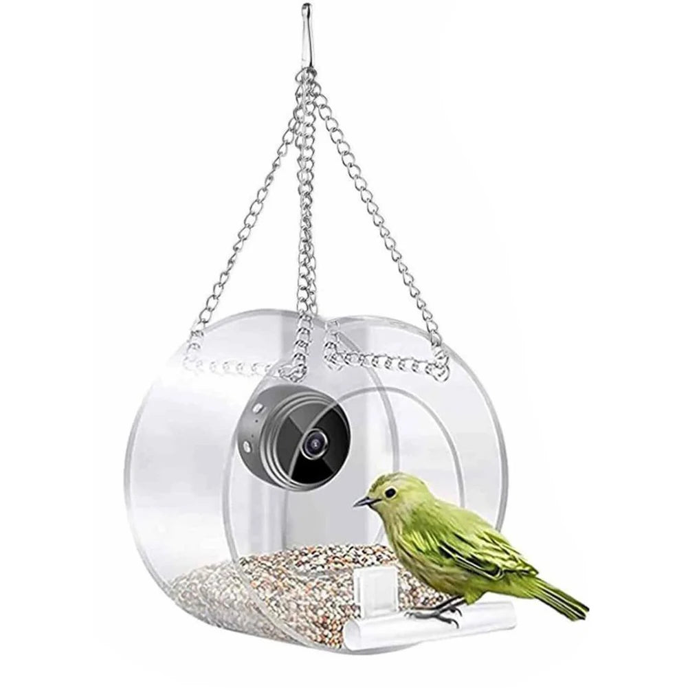 Smart Bird House Pet Feeder Transparent with Camera 1080P HD Easy Installation