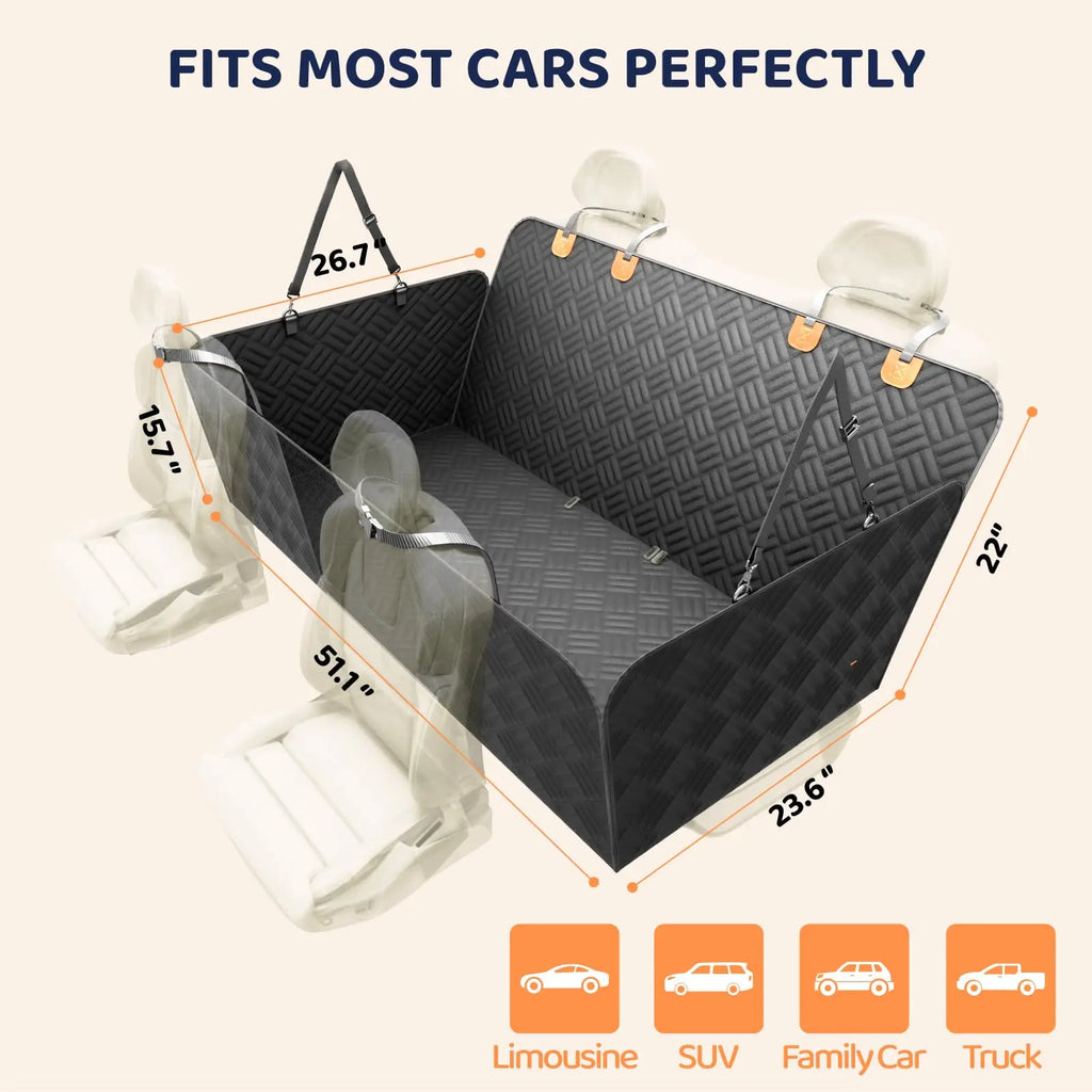 Car Rear Seat Dog Seat Cover, Hard Bottom, Heavy-Duty Anti-Scratch Washable