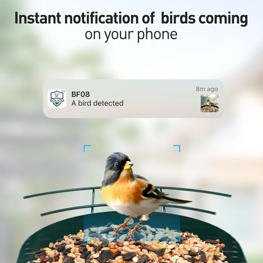 Solar Bird Feeder with Camera for Outdoors - Durable Metal AI Smart Birdhouse Squirrel Proof