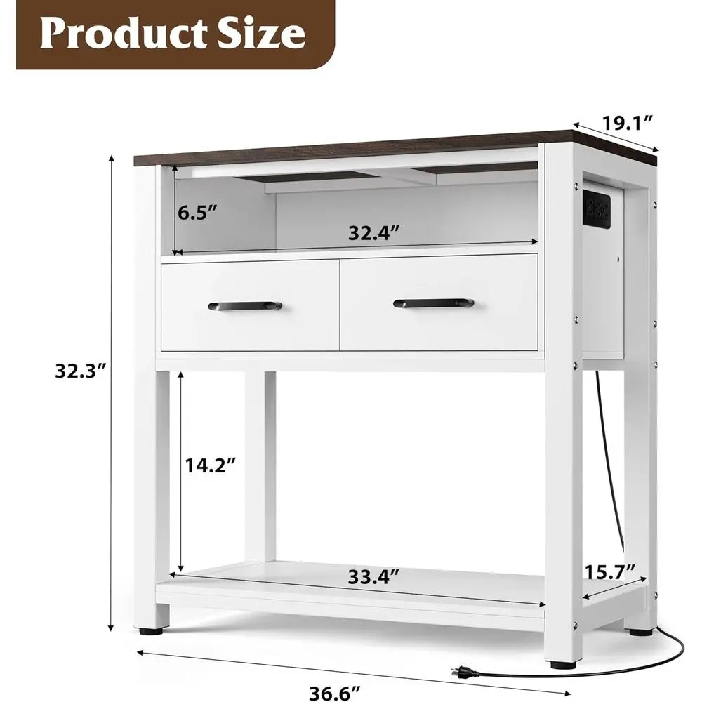 White Heavy-Duty 40-49 Gallon Aquarium Stand with 2 Drawers, Waterproof Mat, 800 lbs Capacity