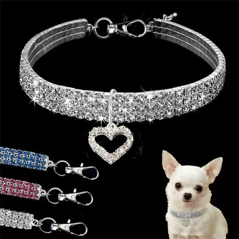 Bling Rhinestone Dog Collar Crystal  Leash For Small Medium Dogs S M L