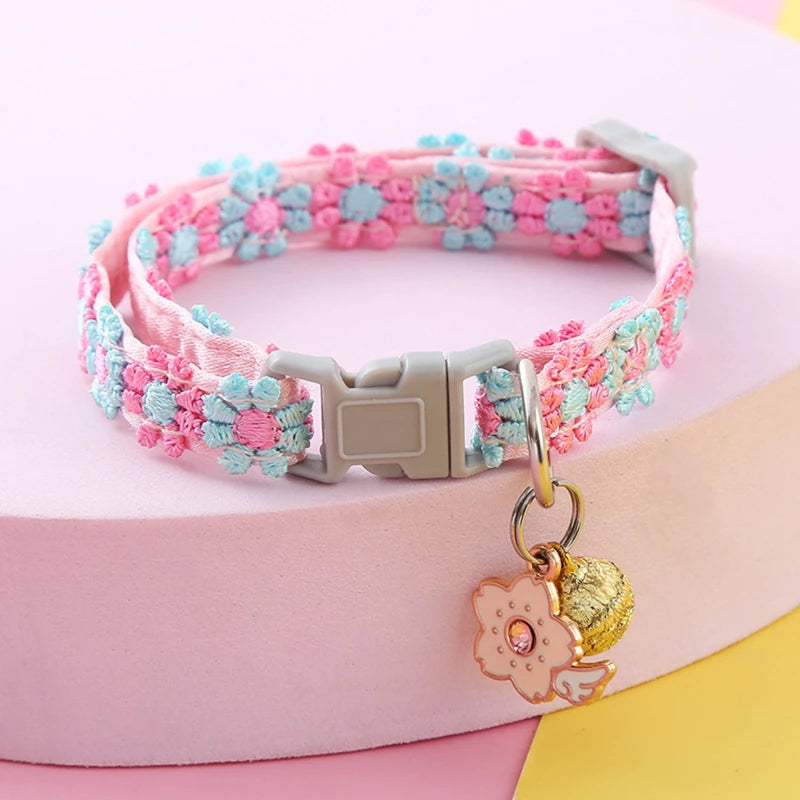 Pet Collar With Bell Cartoon Footprint, Adjustable Safety Bell Ring Necklace