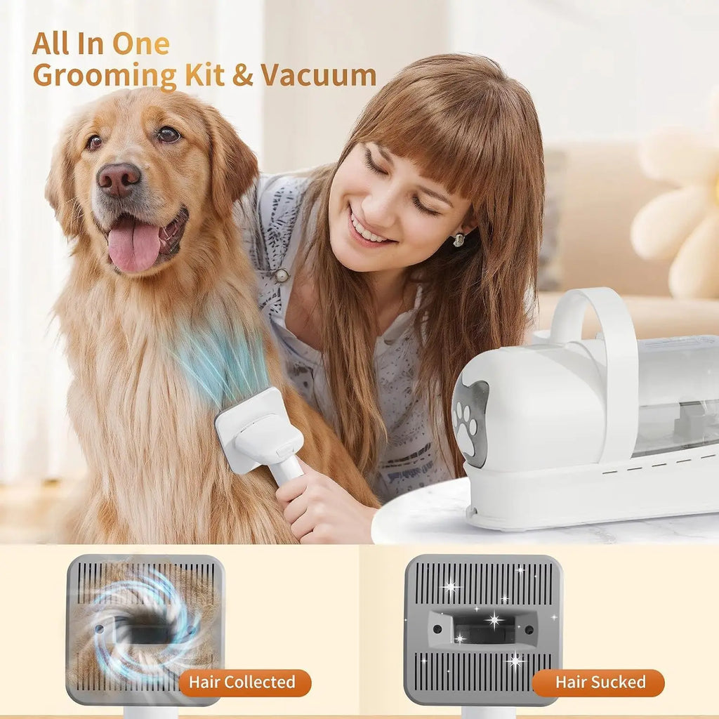 Pet Grooming Vacuum Kit with Clipper, Nail Grinder, and 6 Tools for Dogs, Cats