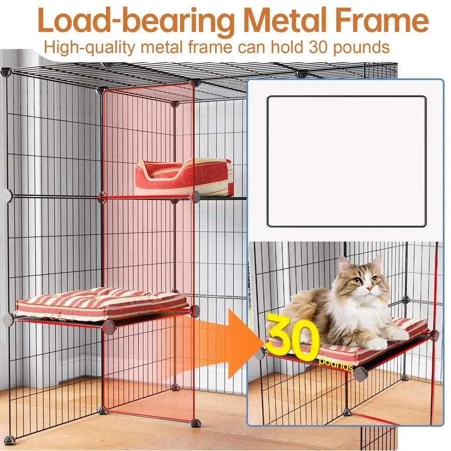 3Tier Cat Cages Indoor Enclosure DIY Cat Playpen Extra Exercise Place Idea