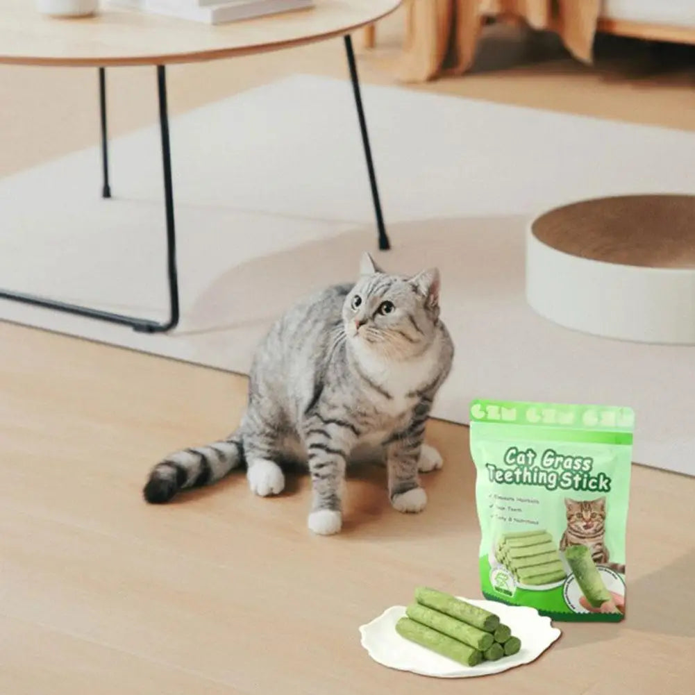6Pieces Cat Grass Teeth Grinding Stick Pet Snacks Hairball Kitten Removal Instant Kitten Removal Teeth Cat Mild Cleaning Ha I2V