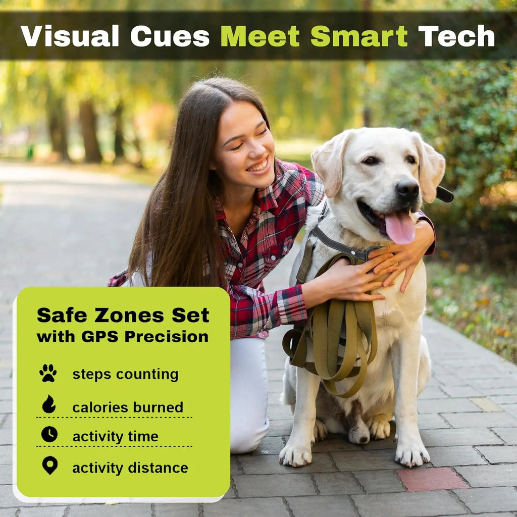 Customizable GPS Dog Collar Fence, Waterproof LCD, 6998 ft ,App-Controlled