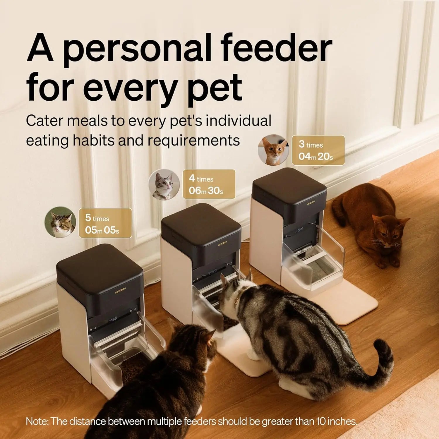 RFID Automatic Cat Feeder with Collar Tag, Wi-Fi Programmable for Multi-Pet Homes and Diet Tracking