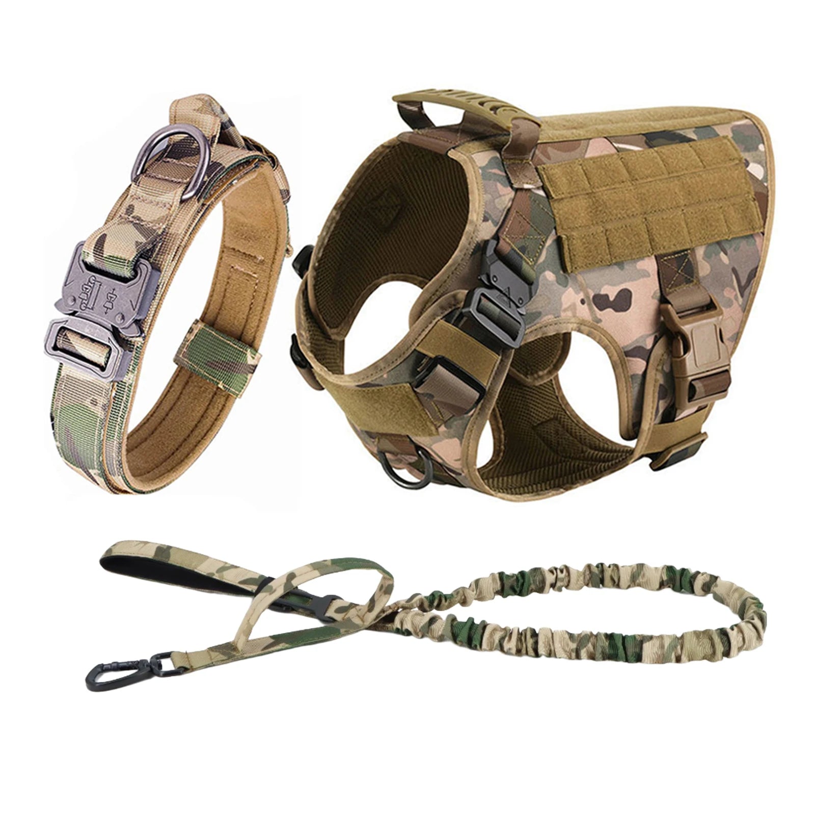 Tactical Dog Harness Collar With Pouches For Medium Large Dogs