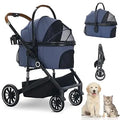 Pet Stroller with 4 Wheels, 3 in 1 Folding Puppy Strollers for Small/Medium Dogs Cats up to 50lbs, Lightweight Pet Travel Carrie