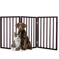 3-Panel Foldable Indoor Dog Gate for Stairs, Hallways, Doorways - 54x24-Inch Pet Fence in Brown