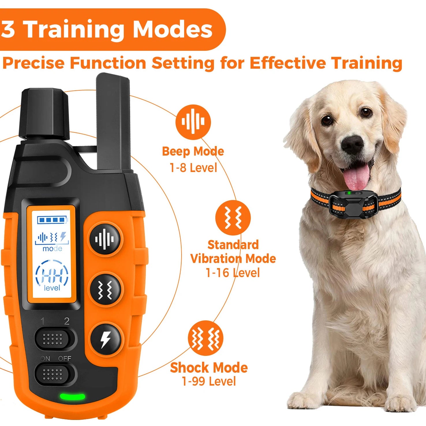 3300Ft Electric Dog Training Collar Remote Control Waterproof With Vibration