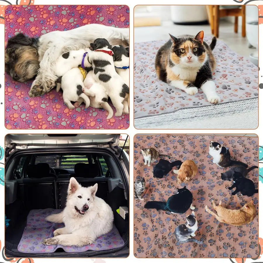 4pcs Waterproof Dog Puppy Pads Soft Cat Blanket Dog Sleeping Mat
