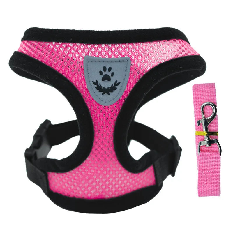 Cat/Puppy Harness Vest Walking Leash Collar Polyester Adjustable Mesh