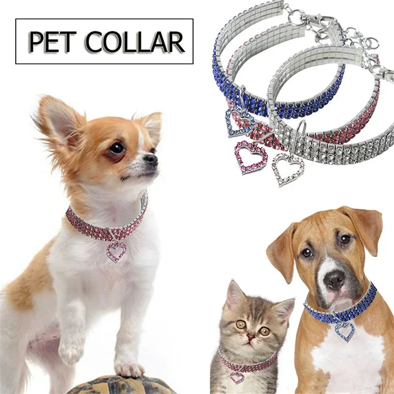 Bling Rhinestone Dog Collar Crystal  Leash For Small Medium Dogs S M L