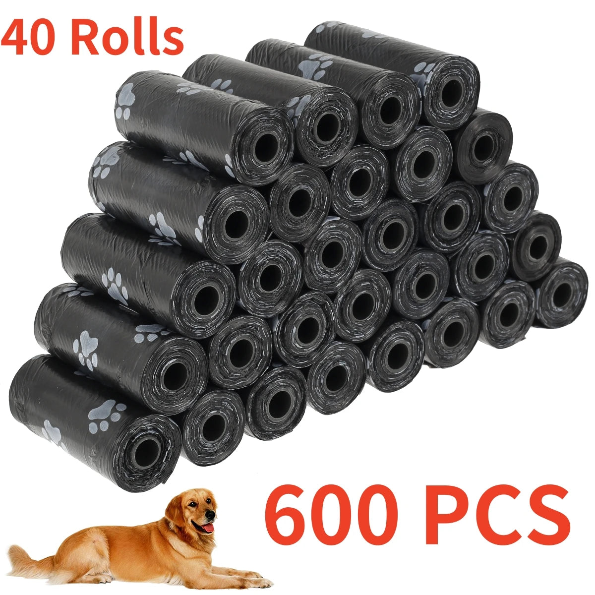 2/40Rolls Pet Dog Poop Bags Dispenser Collector Garbage Bag Puppy Cat Pooper Scooper Bag