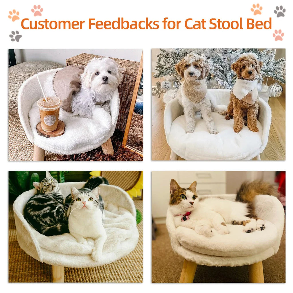 Luxury Cat Bed Soft Warm Plush Fabric Pet Nesting Chair Bed