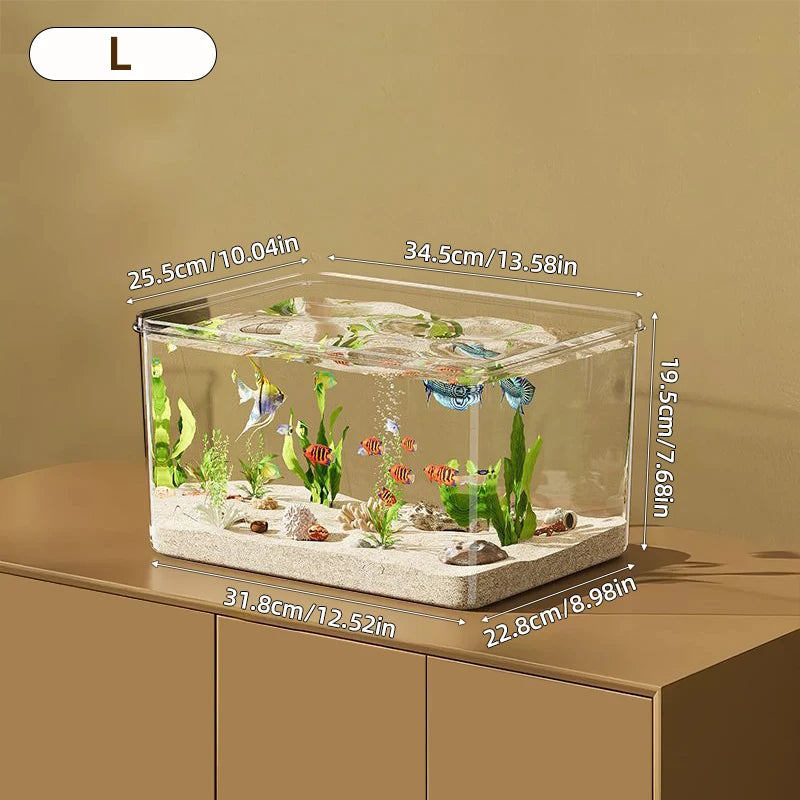 Transparent Aquarium Creative Desktop Fish Tank for Office/Home Decor (Bare Tank, No Scenery or Stones Included)