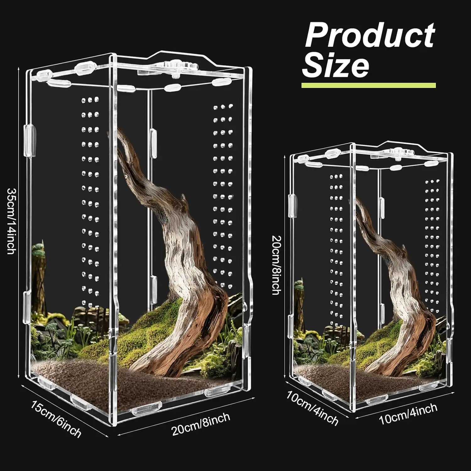 Acrylic Transparent Reptile Terrarium Habitat Reptiles Cage Nano Arboreal Tarantula Enclosure Bearded Dragon