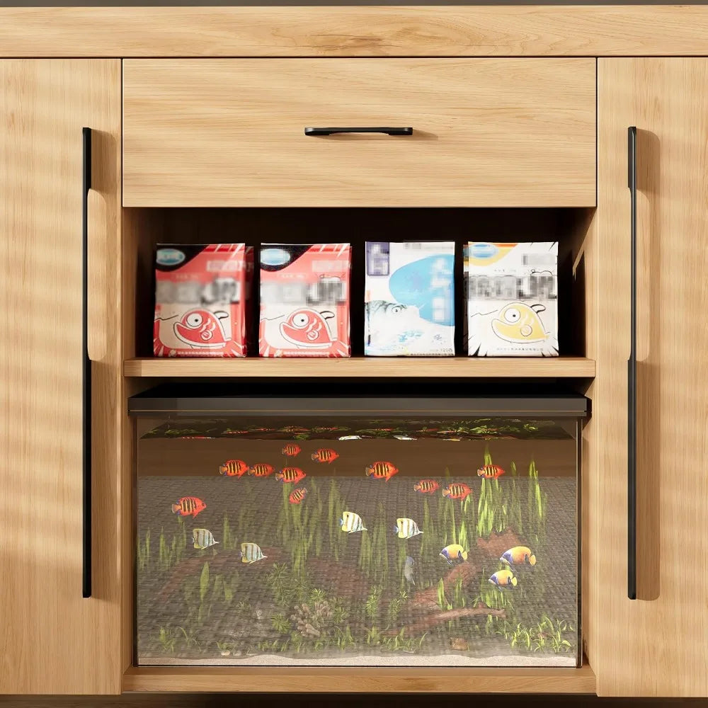 55-75 Gallon Fish Tank Stand with Power Outlets and Storage Drawer, Heavy Duty Aquarium Stand