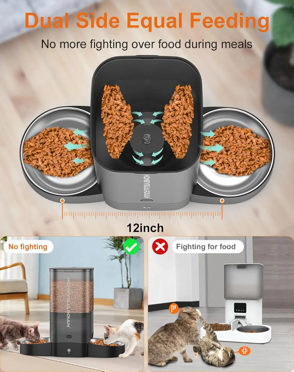 Automatic Cat Feeder for Two Cats, WiFi Smart Pet Dispenser with App Control